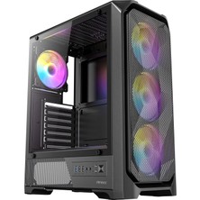 Gy Atelier VX330 Argb, 750W 80+ Bronze Psu Dahil, 4X120MM Argb Fan, Dalgalı Mesh Ön Panel, Temperli Cam, 240MM Radyatör Destekli Atx Mid-Tower Kasa, Siyah