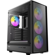 Gy Atelier VX510 Argb, 750W 80+ Bronze Psu Dahil, 4X120MM Argb Fan, Temperli Cam, 240MM Sıvı Soğutma Destekli Atx Mid-Tower Oyuncu Kasası, Siyah