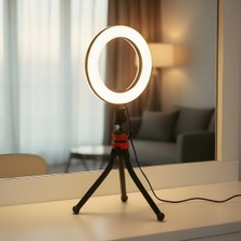 Gy Atelier 6 Inç LED Makyaj Işığı, Ahtapot Kollu Standlı, Güzellik Işığı, 3 Renk Modlu, Ayarlanabilir Parlaklık, USB Güçlü, Ring Light Canlı Yayın, Video Çekim, Fotoğraf ve Içerik, Aht6, Siyah