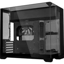 Gy Atelier O11 Vision-M Mid-Tower Pc Kılıfı Siyah | 3 Taraflı Temperli Camlı Modüler Çift Bölmeli Tasarım, Geri Bağlantıya Hazır