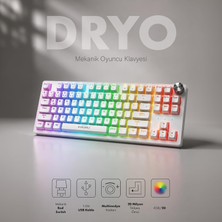 Gy Atelier Dryo Rgb Mekanik Oyuncu Klavyesi Red Switch Anti-Ghosting Multimedya Kontrol Kadranı Türkçe Q Kablolu (Beyaz)