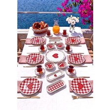 Gy Atelier Pınk Heart 21 Parça 6 Kişilik Lüx Kahvaltı Takımı, Kahvaltı Seti