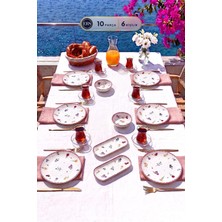 Gy Atelier Flora Lüx Seramik 10 Parça 6 Kişilik Kahvaltı Takımı Seti