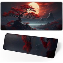 Gy Atelier Darkness Red Moon Masa Matı Japon Mouse Pad, Büyük Kiraz Çiçeği Masa Örtüsü, Xl Anime Oyun Klavyesi Mat, Kaymaz Kauçuk Taban, Ev Ofis Için Büyük Genişletilmiş Masa Koruyucu, 80 cm x 30 cm