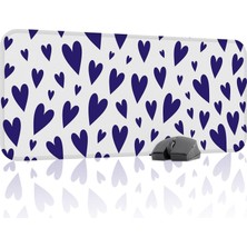 Gy Atelier Kalp Desenli Dikişli Kenar Oyuncu Gaming Mouse Pad Kauçuk Kaymaz Taban Mousepad (V2, 70X30 Xl)