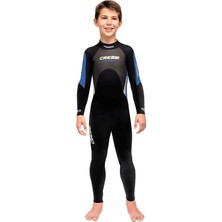 Gy Atelier Morea Jr Monopiece Wetsuit 3 mm - Tek Parça Üniseks Junior Wetsuit Neopren 3 mm Ultrastretch, Siyah/mavi/gri