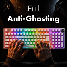 Gy Atelier Troya White Rgb Mekanik Oyuncu Klavyesi, Kablosuz 3 Mod, Red Switch, Full Anti-Ghosting, 4000 Mah, Türkçe Q, Numpad (Beyaz)