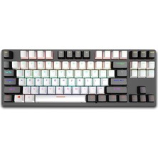 Gy Atelier Leaven K550 Kablolu Rgb Mekanik Oyuncu Klavye - 87 Tuşlu, Ergonomik Tasarım, LED Işıklı, 150CM Kablo, Bilgisayar Pc Için, Siyah-Beyaz, Kırmızı Switch