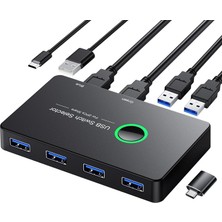 Gy Atelier USB 3.0 Anahtarı, 2'si 4 Arada 2 Bilgisayar Paylaşımı 4 Bağlantı Noktalı USB Kvm Switcher Hub Pc Mouse Klavye Yazıcı Tarayıcısı Windows, Macos ile Uyumlu