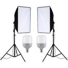 Gy Atelier Ikili Softbox Seti (50X70 Cm) Lambalı Toplam 9000 Lümen Beyaz