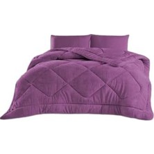 Gy Atelier Tek Kişilik Çift Taraflı Gri Welsoft Yorgan 155 x 215 Zigzak - Damla - Baklava Desen