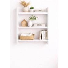 Gy Atelier 3 Katlı Duvar Rafı - Mutfak ve Kitaplık Rafı Beyaz