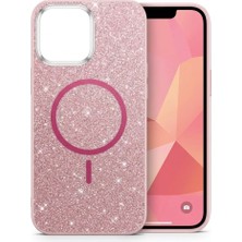 Nezih Case Apple Iphone 15 Pro ile Uyumlu Manyetik Şarj Özellikli Şık Tasarım Simli Silikon Kılıf