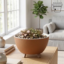 Gy Atelier Sora Saksı Süzgeçli Ayaklı Delikli Plastik Aranjman Sukulent Saksısı (Turuncu, 3.6 Litre)