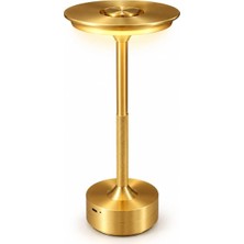 Gy Atelier Toronto Şarjlı Dokunmatik Masa Lambası 2W – 3 Renk Işık, USB Şarjlı Gold LED Masa Lambası, Ev, Kafe, Restoran ve Balkon Kullanımı