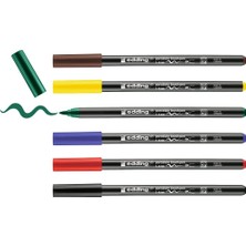 Gy Atelier 4200 Fırça Uçlu Porselen Kalemi - Siyah, Kırmızı, Mavi, Yeşil, Sarı, Kahverengi - 6 Kalem - Fırça Ucu 1-4 mm
