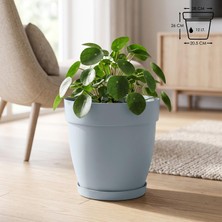 Gy Atelier Mono Saksı Tabaklı Drenaj Delikli Izgaralı Plastik Çiçek Saksısı (Gri, 12 Litre)