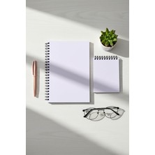 Gy Atelier Premium Pastel Renk Ikili Defter Seti - Renkli Sayfalı A5 Spiralli Defter &amp; A6 Not Defteri - 50 Yaprak Şeffaf Kapak (Lila)