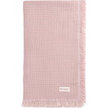 Gy Atelier %100 Pamuk Oeko-Tex® Iki Katlı Müslin Bebek Battaniyesi 2 Katlı Saçaklı Battaniye (Pembe)