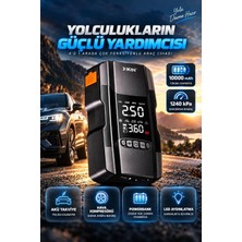 Gy Atelier 4'ü 1 Arada Akü Takviye Cihazı ve Hava Kompresörü, 10000 Mah Powerbank, 1240 Kpa Dijital Lastik Şişirme, LED Aydınlatma, Usb-A + Usb-C, 12V Araçlar Için