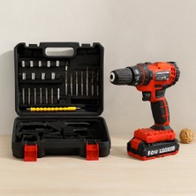 Drop Tedarik 24W Şarjlı Matkap Seti 1350 Rpm Çantalı (Kırmızı)