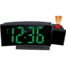 Gy Atelier Projeksiyonlu Dijital Masa Saati Yeşil LED Ekranlı Alarm Snooze Sıcaklık Tarih USB ve Pil