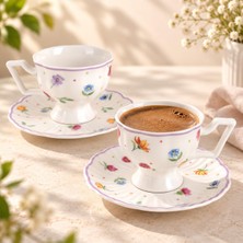 Gy Atelier Gözde 2 Kişilik Porselen Kahve Fincan Seti 2 Fincan 2 Tabak