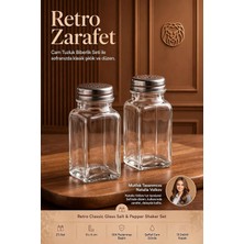 Gy Atelier Retro Klasik 304 Paslanmaz Çelik Başlıklı Cam Tuzluk Biberlik Seti 9x4 cm 2li Baharatlık 723681