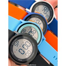 Gy Atelier Dijital Spor Erkek Çocuk Kol Saati, Su Geçirmez, Alarm, Işıklı, Siyah Silikon Kordon