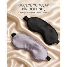Mpy Global %100 Ipek Saten Uyku Maskesi ,göz Bandı, 2li Set, Uyku Bandı, Yoga Bandı Siyah-Gri