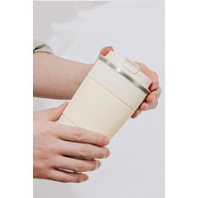 Gy Atelier Tusah Çift Katmanlı Paslanmaz 304 Çelik Termos Bardak 500 ml Termos Mug Kupa Araç Kahve Çay Termos Tek Ebat Beyaz