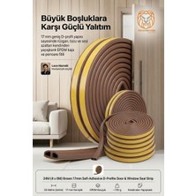 Gy Atelier 24M Kahverengi 17MM Geniş Kapı Pencere Bandı Kendinden Yapışkanlı D Profil Izolasyon Süngeri Kauçuk Fitil Hava Kesici 723795