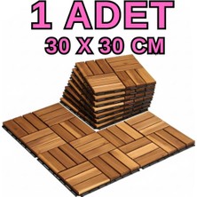 Gy Atelier 1 Adet 30X30 cm Tik Karo Deck Teak Yer Karosu Masif Ahşap Sudan Etkilenmez Bahçe Banyo Parkesi Kahverengi