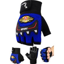 Gy Atelier M Beden Kesik Yarım Fitness Gym Ağırlık Kaldırma Spor Eldiveni Unisex Bisiklet Eldiveni Mavi 115