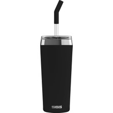 Gy Atelier Yalıtımlı Bardak – Travel Mug Helia Peaceful Black – Tekrar Kullanılabilir Cam Pipet ve Temizlik Fırçası ile – Sızdırmaz – Bpa Içermez – 18/8 Paslanmaz Çelik – Siyah – 0,6 L