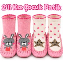 Gy Atelier 2'li Kaydırmaz Deri Taban Rahat Bebek Kız Çocuk Çarık Soket Çorap Patik Panduf Ev Anaokulu Ayakkabısı