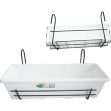 Gy Atelier Beyaz Saksı ve Metal Taşıyıcı Askı Aparatı