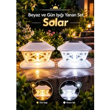Gy Atelier 2li Solar Beyaz Bahçe Lambası Güneş Enerjili Dekoratif 2 Renk Yanan Bahçe Yol Aydınlatma
