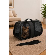 Gy Atelier Fileli Kedi ve Köpek Taşıma Çantası, Katlanabilir, 8 Kg, 42X25X28 cm (Siyah)