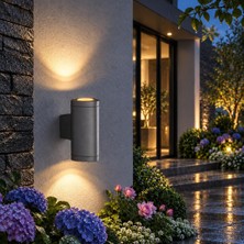 Gy Atelier Gala Çift Yönlü Modern Duvar Apliği - 18 cm Alüminyum Gövde - IP65 Su Geçirmez Dış Mekan Bahçe Lambası - Antrasit Gri LED Cephe Aydınlatması - 3000K Gün Işığı Yukarı Aşağı Aydınlatma