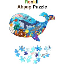 Gy Atelier Notpa Ahşap Renkli Hayvanlar Serisi Balina Puzzle 5 Yaş ve Yetişkinler Için Yapboz 30X47CM, Balinapuzzle