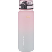 Gy Atelier Uzspace 800ML Çift Renkli Sızdırmaz Bpa Içermez Kilitlenebilir Kapaklı Motivasyonel Tritan Su Matarası (Pembe-Gri)