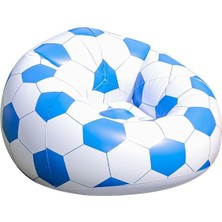 Gy Atelier Şişme Koltuk, Futbol Topu Tasarımlı, Mavi ve Beyaz, Çocuklar Için Eğlenceli Oturma Grubu
