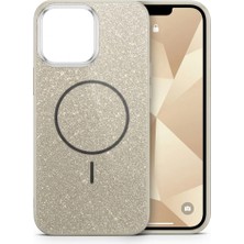 Nezih Case Apple Iphone 15 Pro ile Uyumlu Manyetik Şarj Özellikli Şık Tasarım Simli Silikon Kılıf
