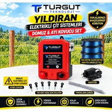 Set/ Domuz ve Ayı Kovucu 500M 3 Adet 2 Krom Telli Misineli Ip Tel Yıldıran Elektrikli Çit Cihazı Turgut Teknoloji-Mt