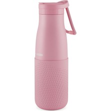 Gy Atelier Pembe 500 ml Çelik Okul Matarası - Silikon Gövdeli (Nokta) Çelik Termos - 50025