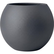 Gy Atelier Zevli Dekoratif 27L Küre Saksı Ø35 cm (Antrasit Gölge) • Beton Görünümlü Modern Salon ve Bahçe Saksısı