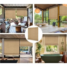 Gy Atelier Panama Rattan Stor Perde, Doğal Hasır Desen,jaluzi,uv Dayanıklı Özel Plastik Malzeme,su ile Temizlenebilir. (Doğal Bej, 80X180 Cm)