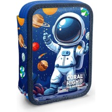 Gy Atelier Erkek Çocuk Lacivert Beyaz Astronot Baskılı Katlı Organizer Kalemlik (Kalem Kutusu) 31116