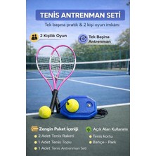 Gy Atelier Tenis Seti, 2 Adet 21 Inç Raket, Tenis Topu, Taşıma Çantası, Tenis Antrenman Aparatı, Pembe